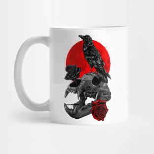 Raven skull bear moon Mug